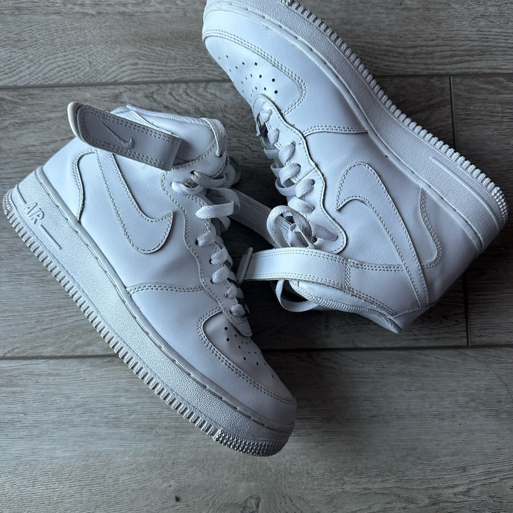 Nike All-White Mid-Top Air Force Style Sneakers